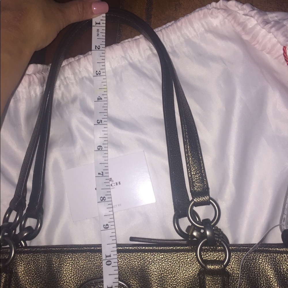 💋 Coach Chicago Ellis Gold Pewter Pebble Leather Handbag - Picture 6 of 13